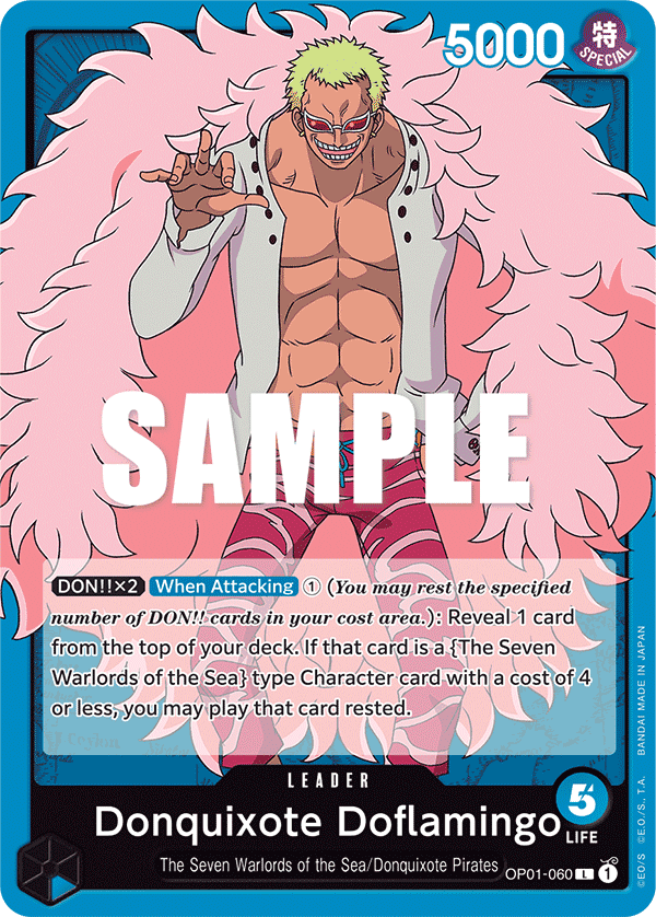 Donquixote Doflamingo OP01-060 Leader card from Romance Dawn
