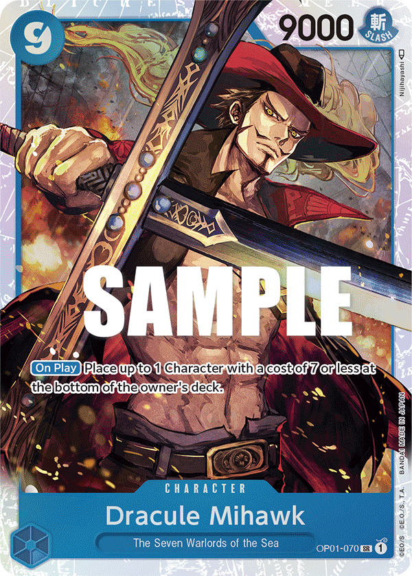 Dracule Mihawk OP01-070 Super Rare card from Romance Dawn