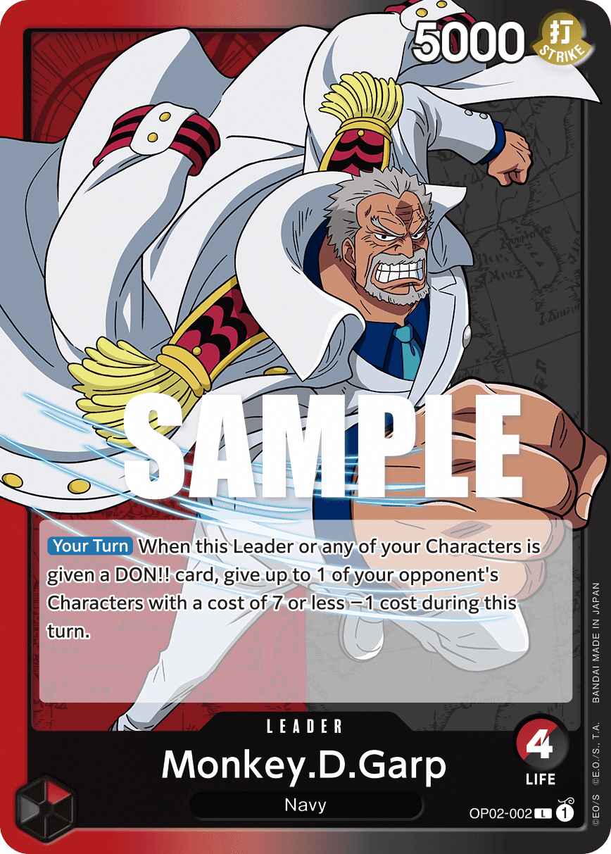 Monkey.D.Garp OP02-002 Leader card from Paramount War