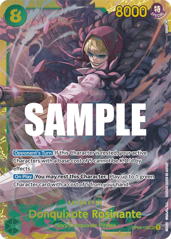 Donquixote Rosinante OP04-119 Secret Rare card from Kingdoms of Intrigue
